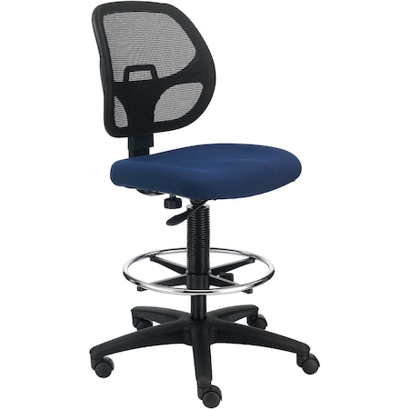 Global Industrial Armless Mesh Drafting Stool, Fabric, Blue, Mid Back 695645BL